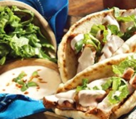 Grilled Pork in Pita with Tzatziki Sauce image